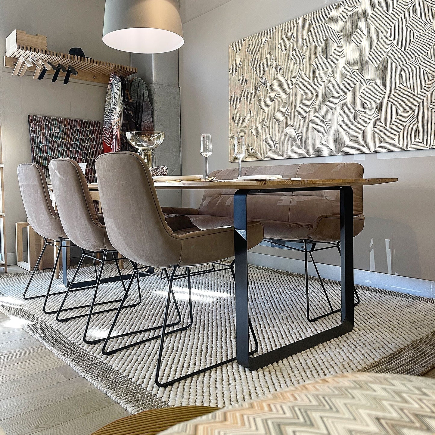 freifrau | leya bench 160cm | wire frame | cayenne walnut leather