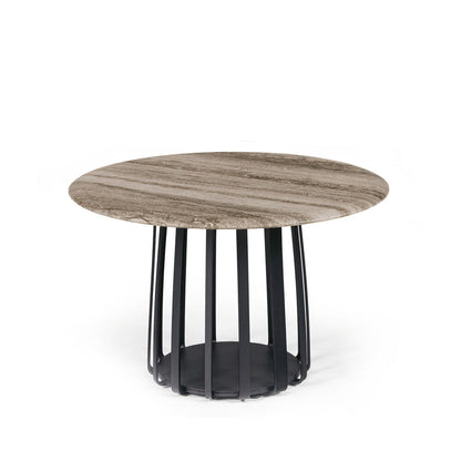 janua | bc 09 basket outdoor coffee table | travertine titanium stone + black base