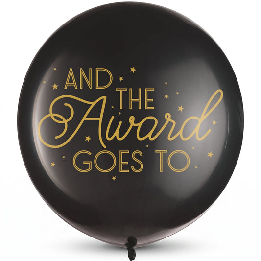 "And The Award Goes To" Jumbo Latex Balloon - Black/Gold, 24-Inch