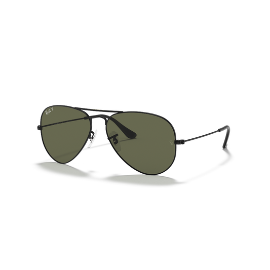 RAYBAN - AVIATOR | Black w/ Green Polarized