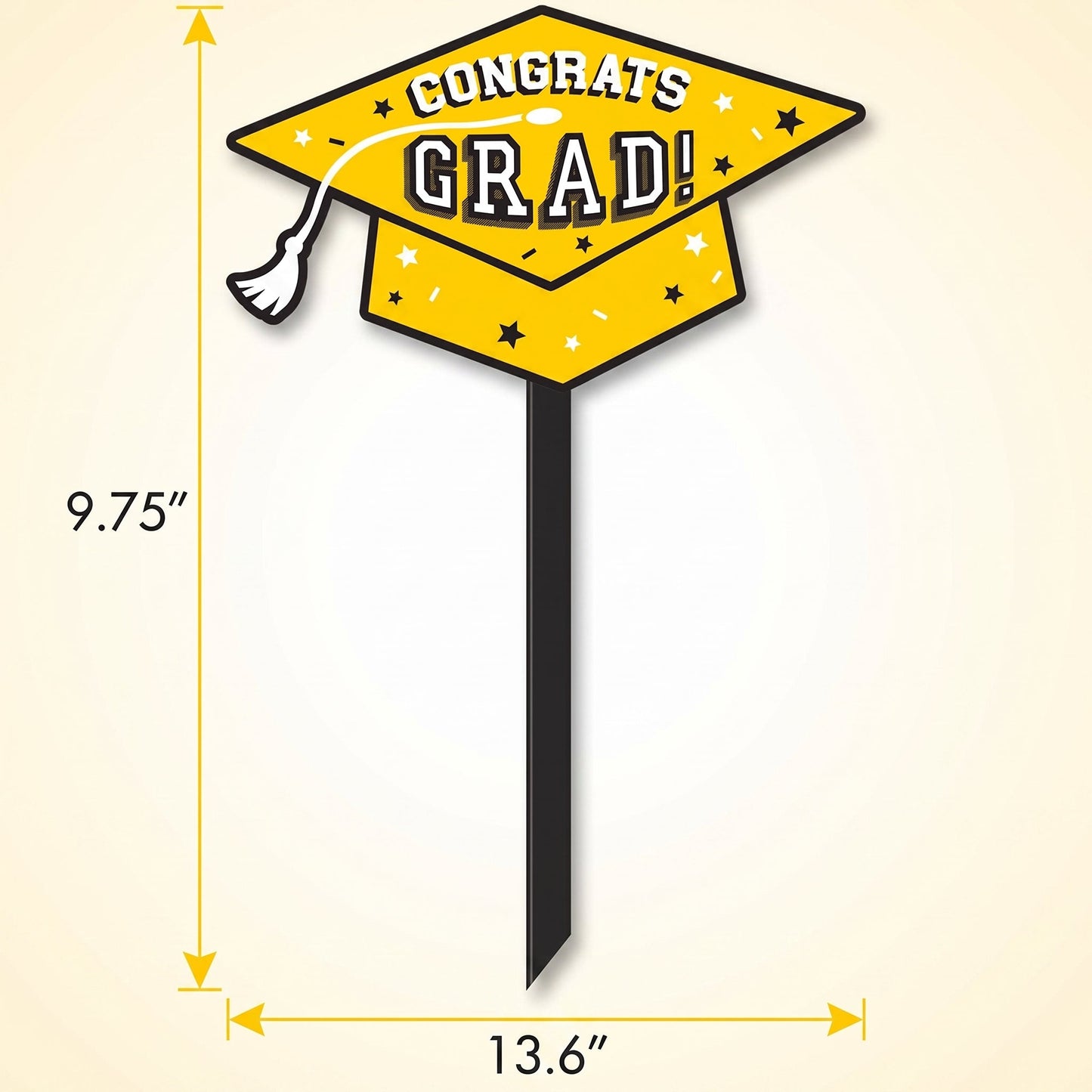 "Congrats Grad" Yellow Lawn Sign for Graduation Celebrations