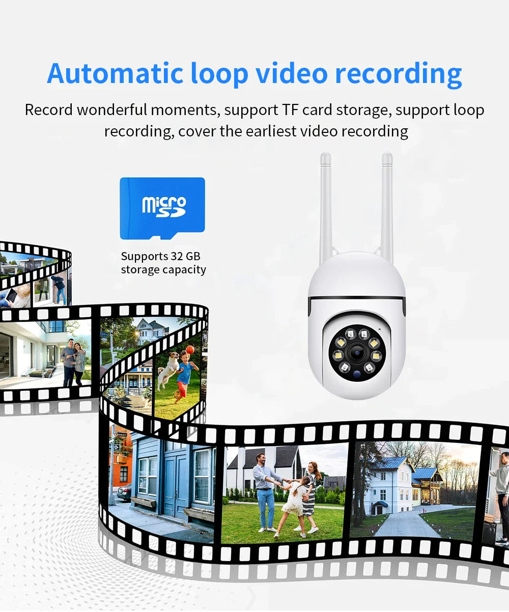 8MP Wifi IP Wireless Security Surveillance PTZ Camera 4X Zoom Cameras Tracking Two-way Audio HD Night Color Cam