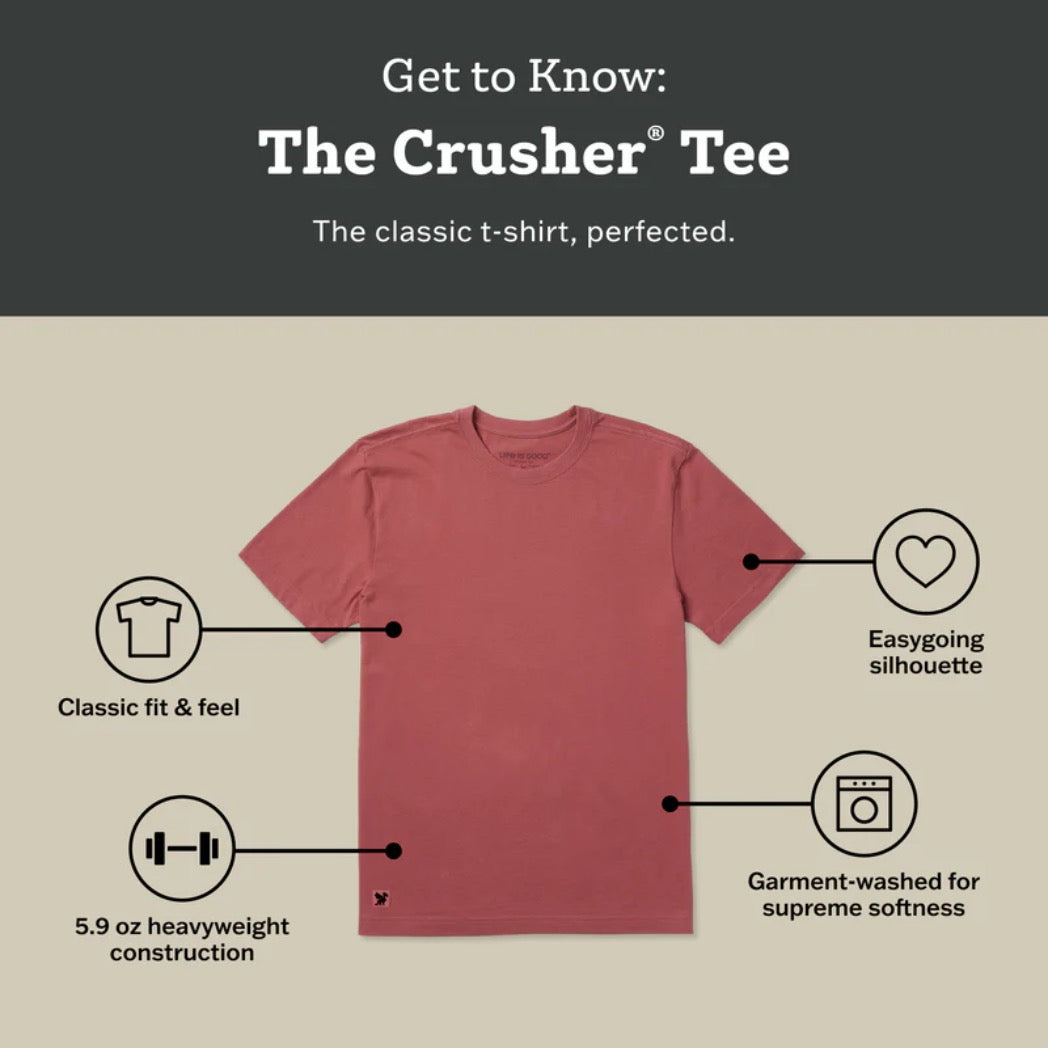 LIFE IS GOOD - MENS CRUSHER TEE | Dad Tax Oat Brown