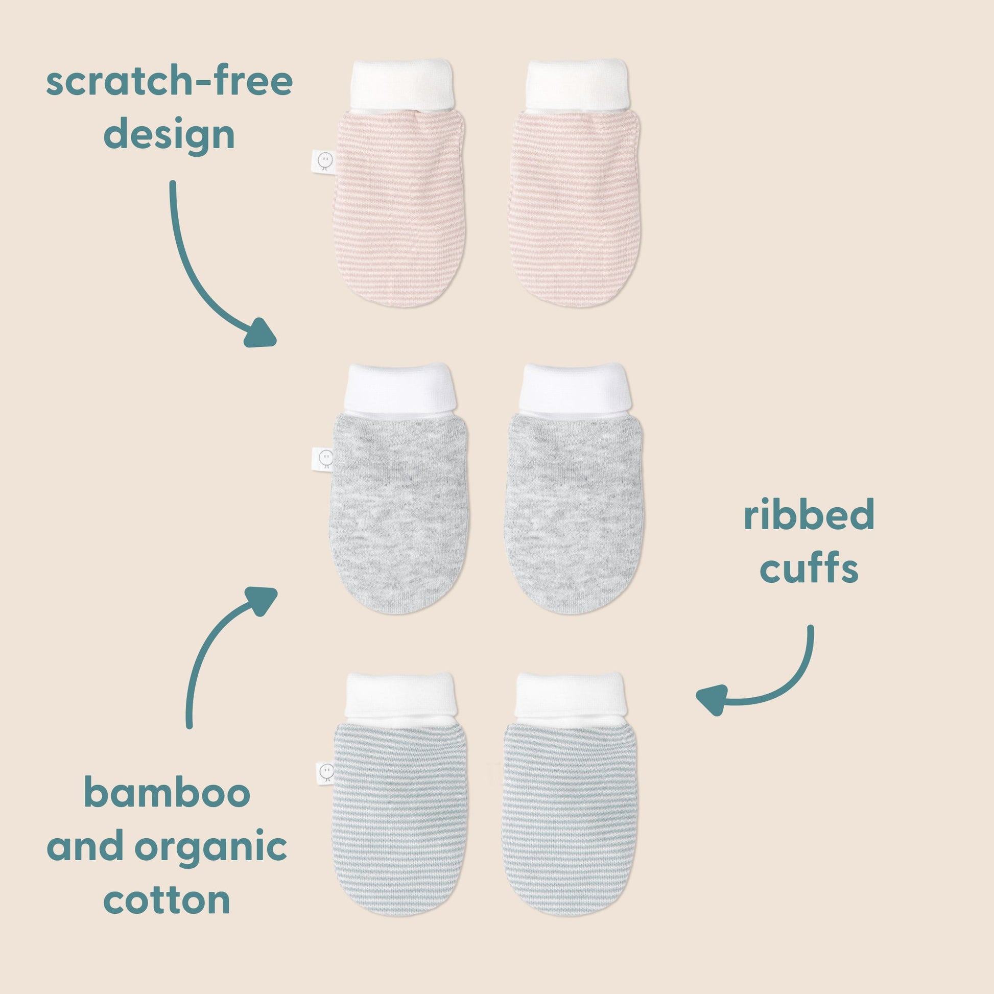 Baby Mittens - Blush Stripe