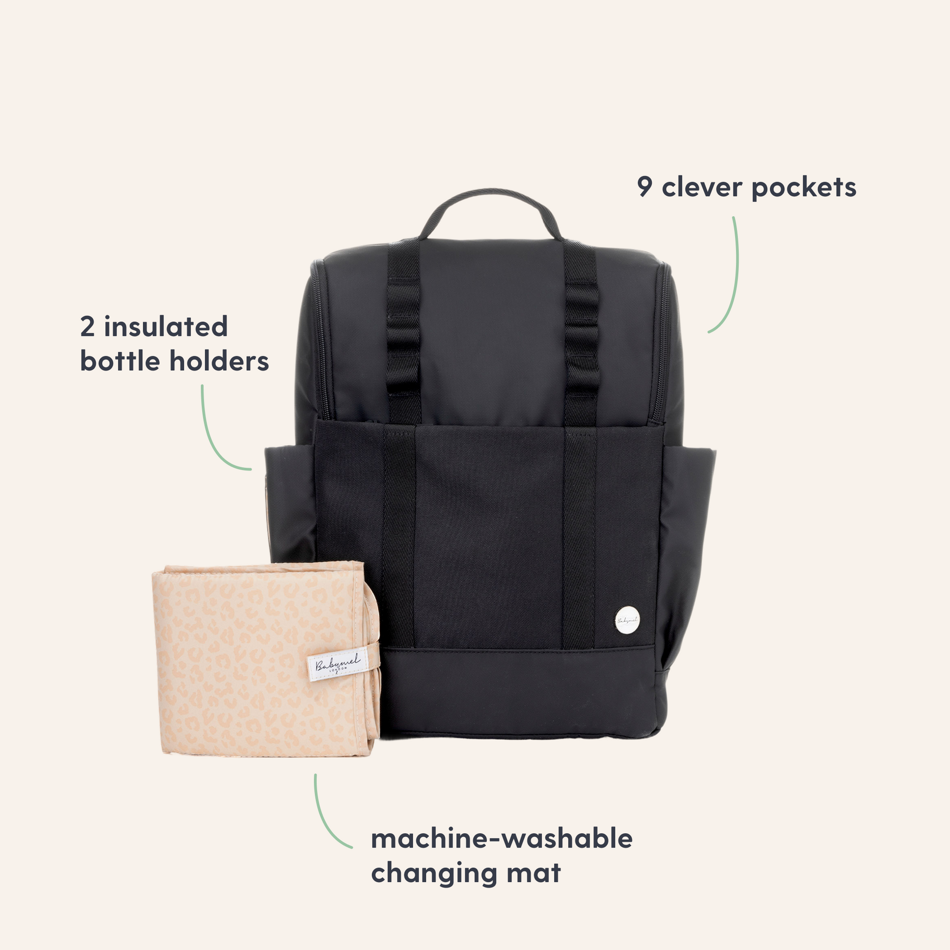 Babymel Finn Changing Backpack - Black