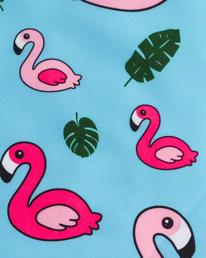Girls' Blue Flamingo Running Shorts