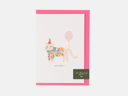 Cat Birthday Card - Liberty Wiltshire Bud Print