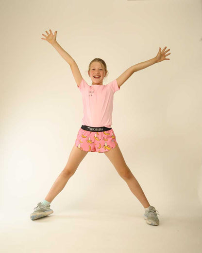 Girls' Pink Bananas Running Shorts
