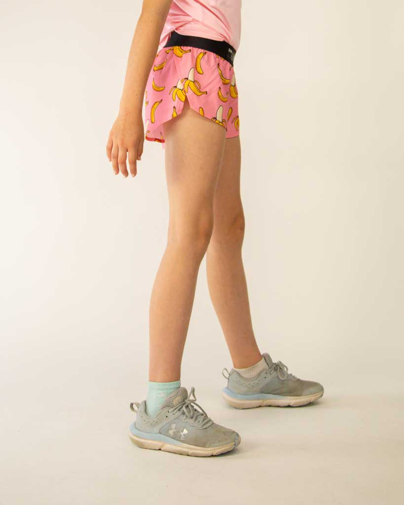 Girls' Pink Bananas Running Shorts
