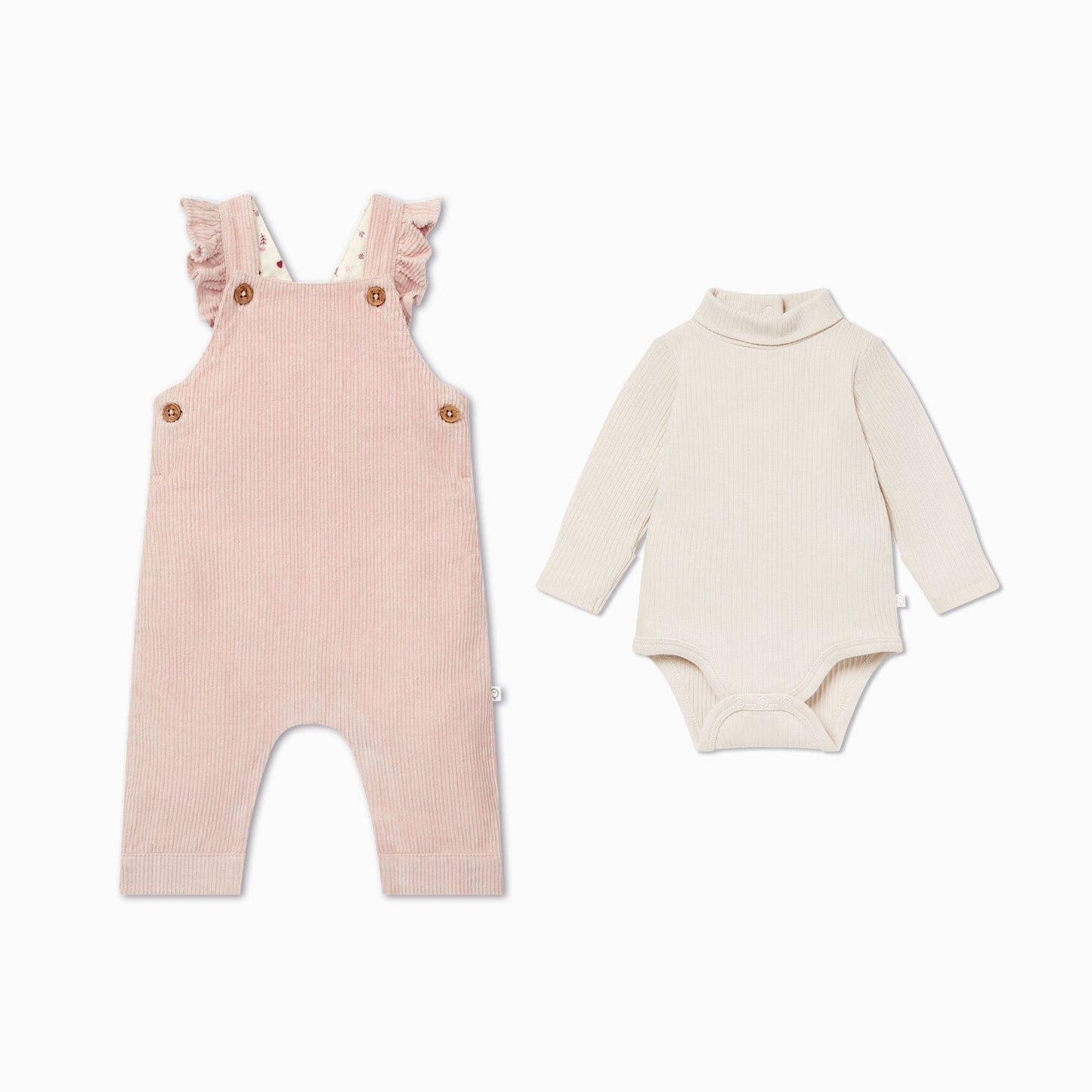 Corduroy Frilled Dungarees & Bodysuit Outfit
