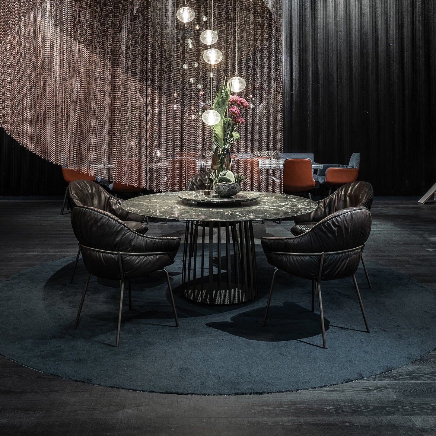 freifrau | marie armchair | adora canelo leather + steel bronze glaze frame