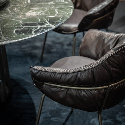 freifrau | marie armchair | adora canelo leather + steel bronze glaze frame