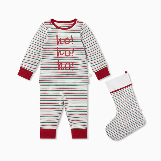 Festive Stripe Pyjamas & Stocking Set