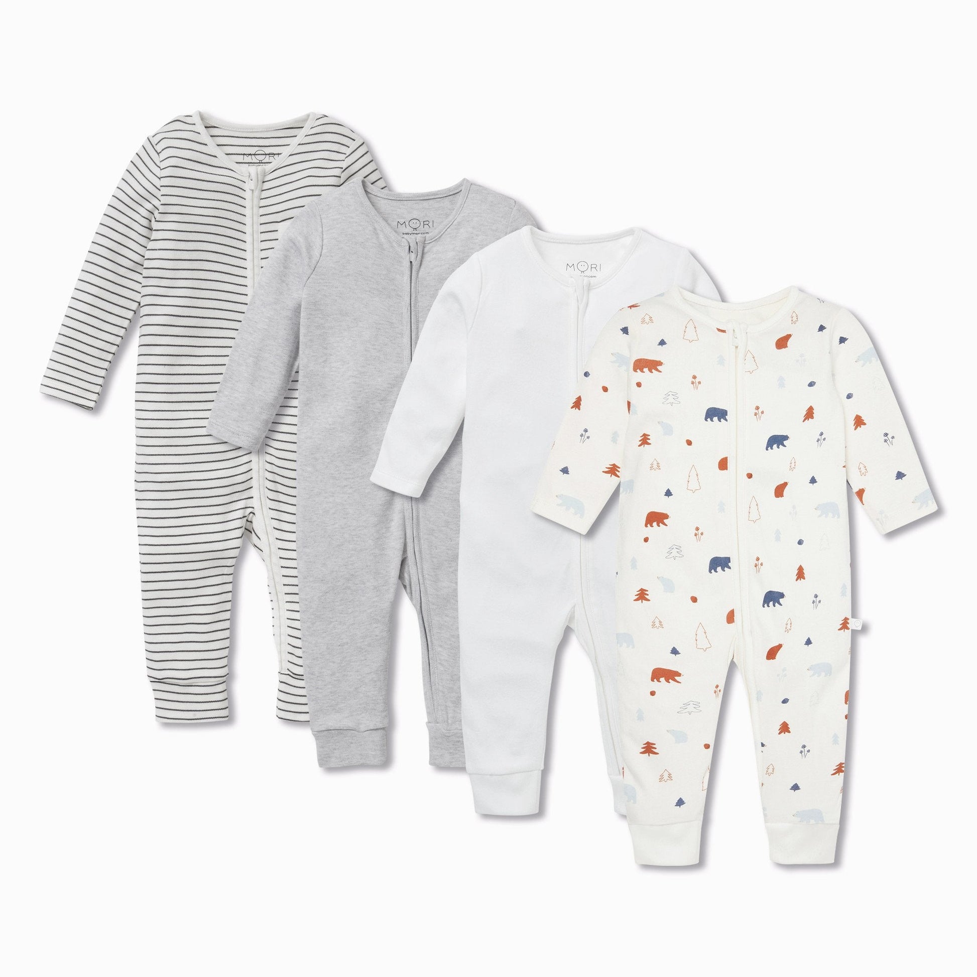 Forest Bear Zip Sleepsuit 4 Pack