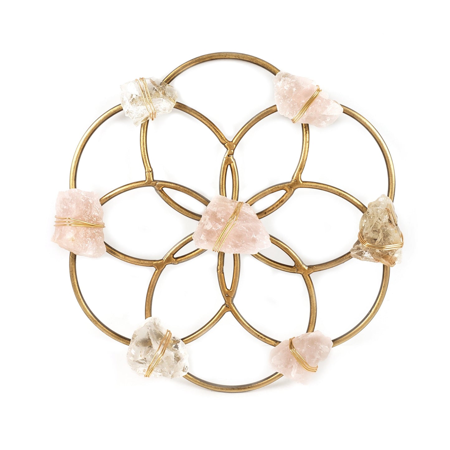 Small Flower of Life Crystal Grid - Rose Quartz and Quartz