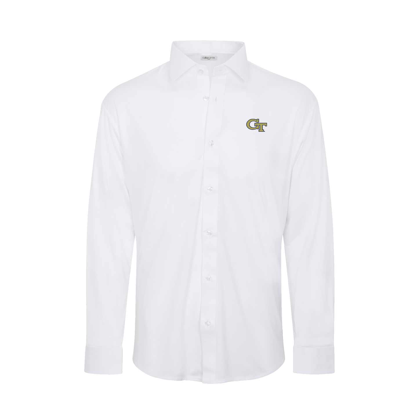 Georgia Tech Quattro Flex Dress Shirt with Semi-Spread Collar White