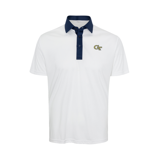 Georgia Tech Semi-Spread Collar Polo Austin White with Navy Accent