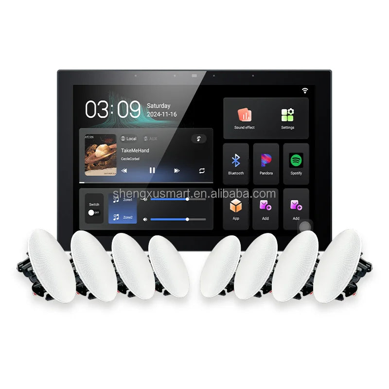 10-Inch Wall Switch Independent Music Playback Amplifier with Two Zones Control System 6 Languages Switchable
