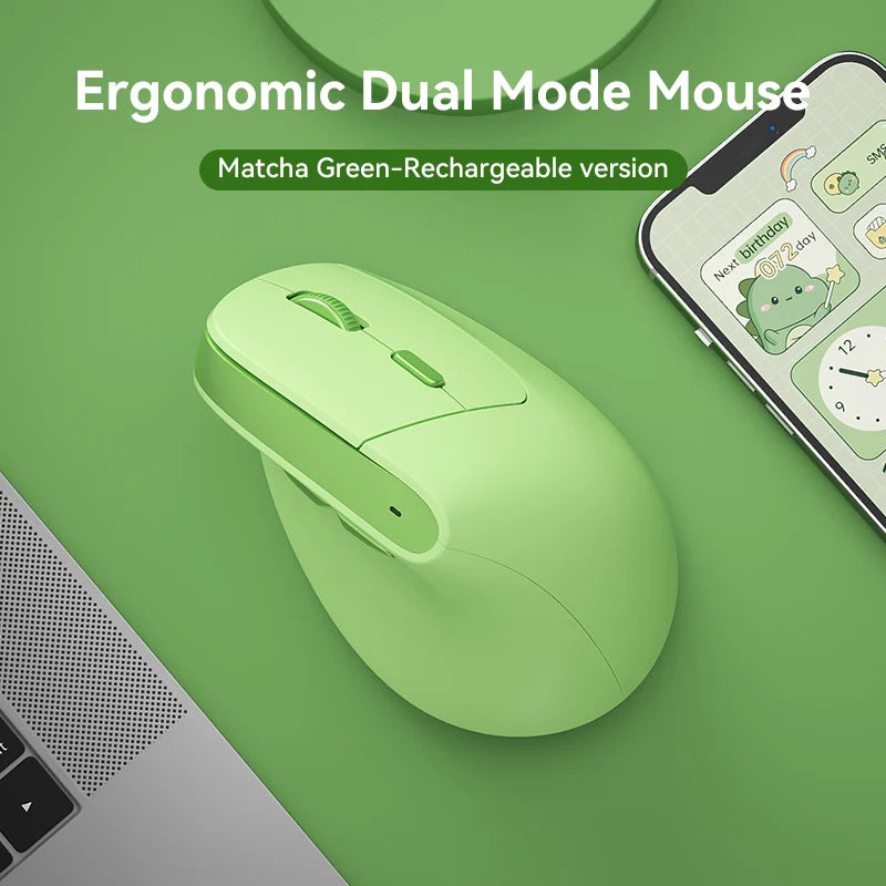 BOW Optical Dual-mode Mini Computer Silent Mice Vertical Mouse Rechargeable Wireless Gaming Mouse for Laptop