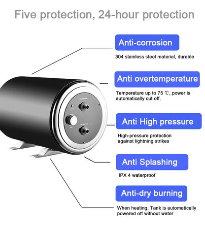 Camper Van Water Tank Dc Rv Storage Water Heater 10L 12V  200W Hot Electric Water Heater for Caravan Shower