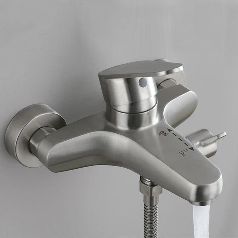 Bathroom Shower Faucet Stainless Steel Triple Bathtub Faucet Mixers Hot Cold Mixer Valve Nozzle Tap Wall Mounted Home Shower Set