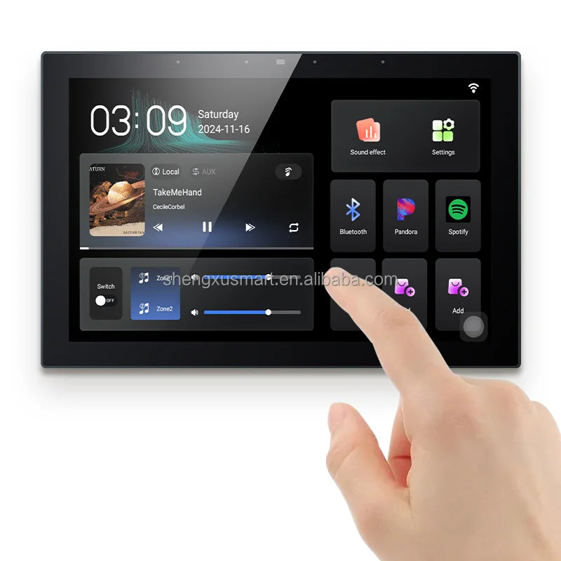 10-Inch Wall Switch Independent Music Playback Amplifier with Two Zones Control System 6 Languages Switchable
