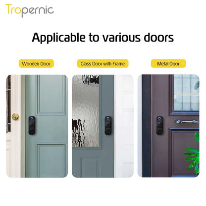 Cerradura Digital Tuya Waterproof Smart Rim Lock Keyless Entry Door Lock Fingerprint Smart Lock With Wifi for Outdoor
