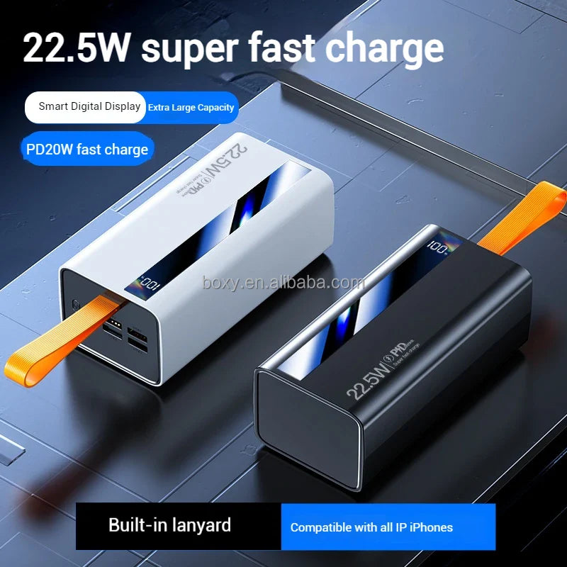40000mAh Portable PowerBank with LED Digital Display 4USB Type-C Output USB C PD 22.5W Fast Charging Big Capacity Power Station
