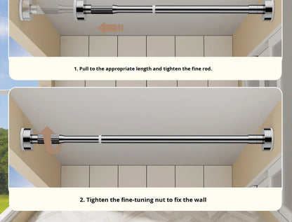 Clothes Shower Curtain Rod Nail-Free Extendable Non-damaging Wall Retractable Suction Cup Telescopic Drying Rack