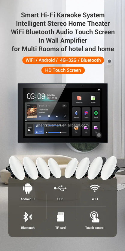 10-Inch Smart Home Control System for Hotel Music Background Android Operated Wifi Wall Amplifier Home Automation Control Panel