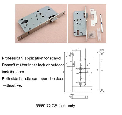 5058 Series Mechanical Anti-theft Silent Door Lock Body 304 Stainless Indoor Lock Body for Wooden Door Mortise Lock