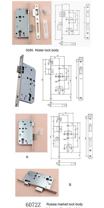5058 Series Mechanical Anti-theft Silent Door Lock Body 304 Stainless Indoor Lock Body for Wooden Door Mortise Lock