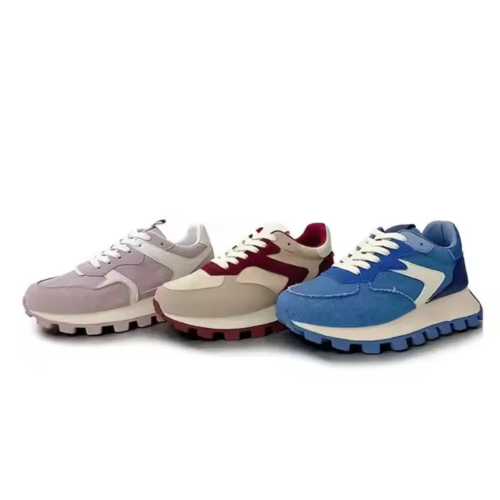 Breathable Lace-up Height Increasing Breathable PU Running Shoes Casual Sneaker for Women Wholesales 341