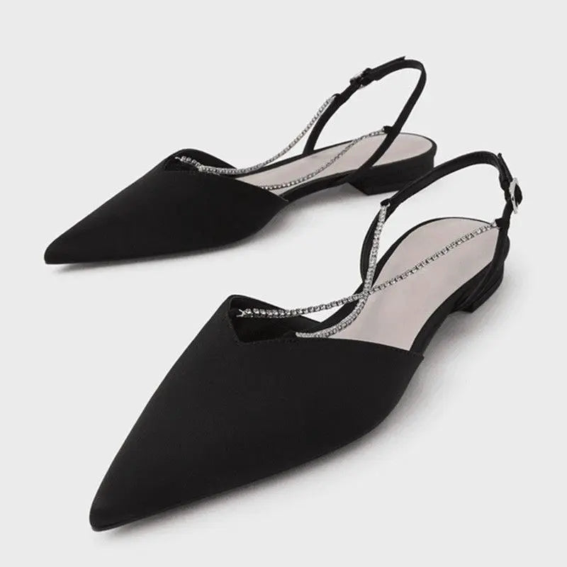 Chain Designer Size Pumps Fashion Elegant Slingback Style Official Shoes Women's Flats