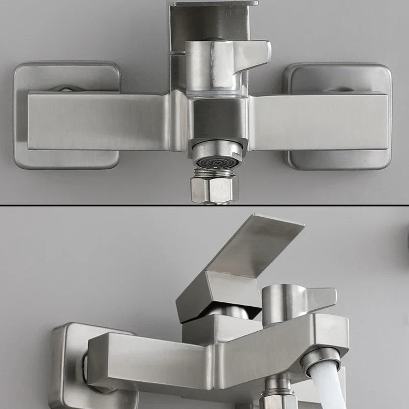 Bathroom Shower Faucet Stainless Steel Triple Bathtub Faucet Mixers Hot Cold Mixer Valve Nozzle Tap Wall Mounted Home Shower Set