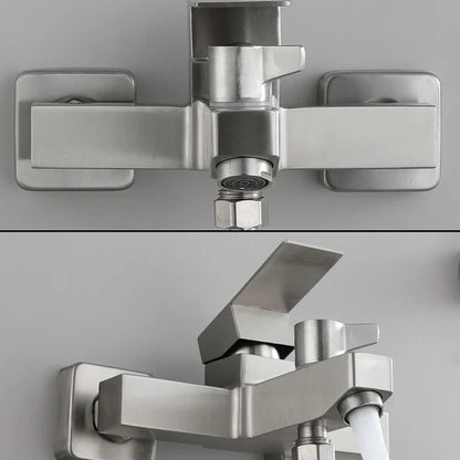 Bathroom Shower Faucet Stainless Steel Triple Bathtub Faucet Mixers Hot Cold Mixer Valve Nozzle Tap Wall Mounted Home Shower Set