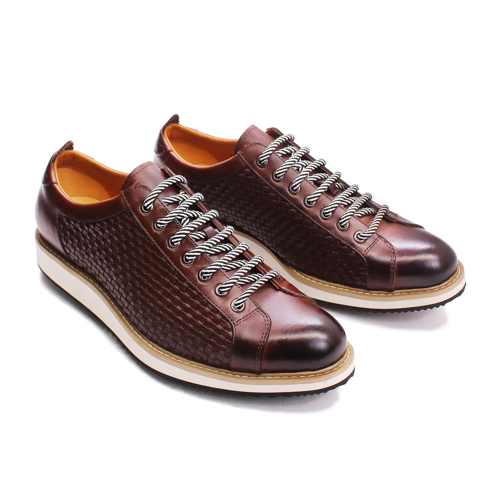 2021 Fashion Designer Men Casual Shoes Pure Cow Leather Walking Street Sports Shoes Luxury Print Flat Green Shoes Men