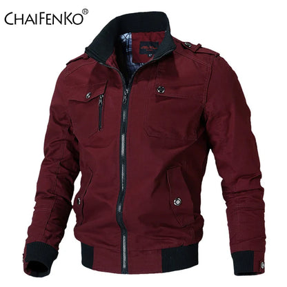 Bomber Jacket Men Fashion Casual Windbreaker Jacket Coat Men Spring Autumn New Hot Outwear Solid Stand Slim Jacket Mens
