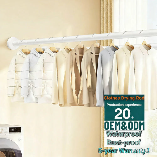 Clothes Shower Curtain Rod Nail-Free Extendable Non-damaging Wall Retractable Suction Cup Telescopic Drying Rack