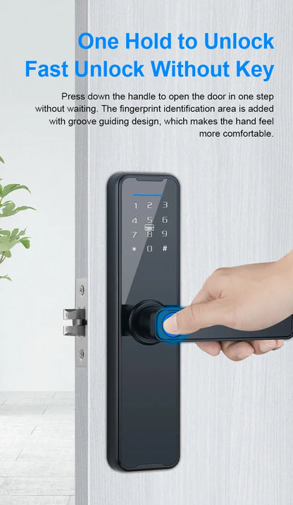 Best Price  Outdoor Password Code Card Key Wifi  Smart Door Lock Fingerprint Tempered Glass Door Lock