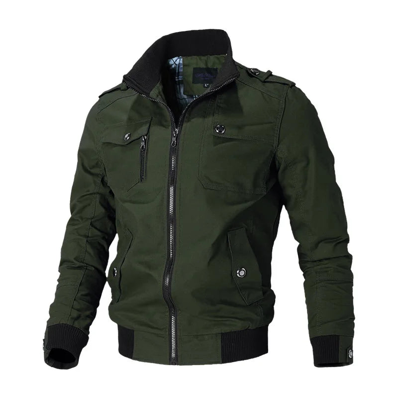 Bomber Jacket Men Fashion Casual Windbreaker Jacket Coat Men Spring Autumn New Hot Outwear Solid Stand Slim Jacket Mens