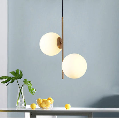 Art Deco Milk White Glass Ball Led European Restaurant Bedroom Chandelier