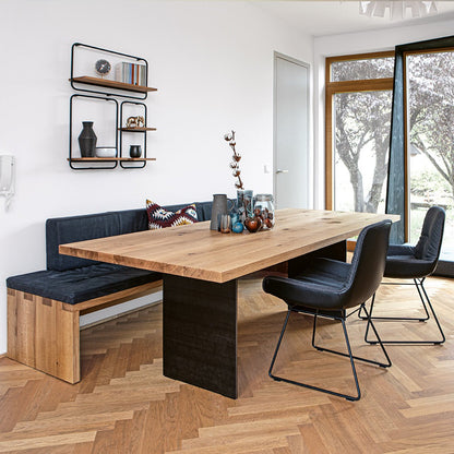 janua | sc 41 table | white smoked oak raw + steel bronze glaze base 300x110cm