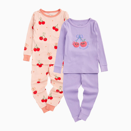Berry Cherry & Ribbed Pyjamas 2 Pack