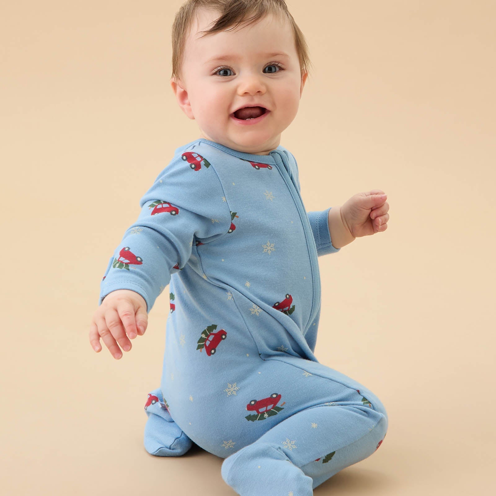 Christmas Car Clever Zip Sleepsuit