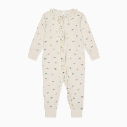 Floral Frilled Ribbed Clever Zip Sleepsuit