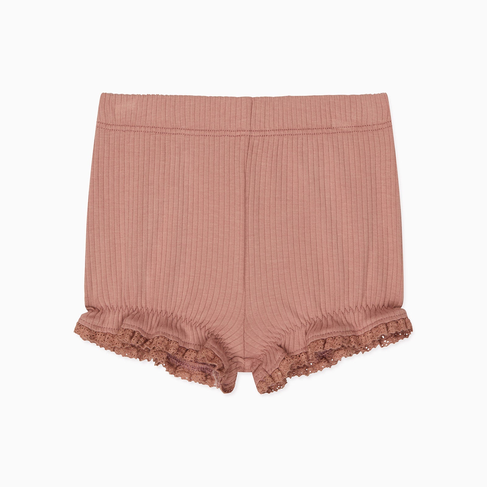 Frilled Ribbed Cardigan & Shorts Outfit - Rose