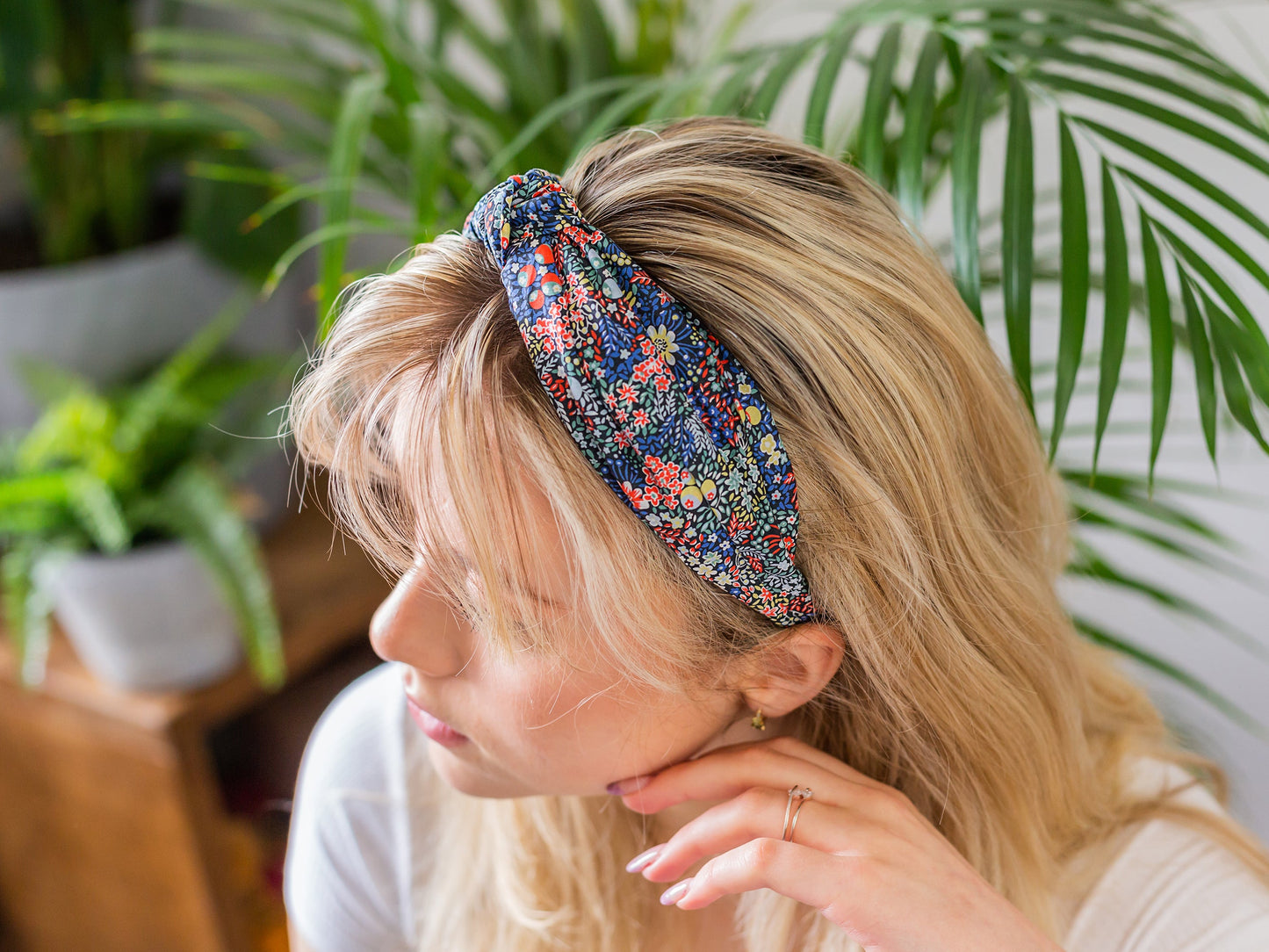 Classic Knot Headband - Liberty Strawberry Thief Spring C Print