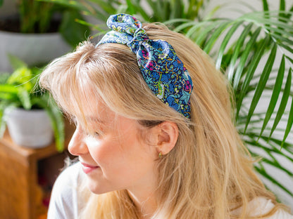 Side Bow Headband - Liberty Navy C Print