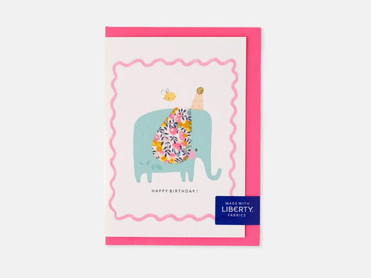 Elephant Birthday Card - Liberty Wiltshire Bud Print